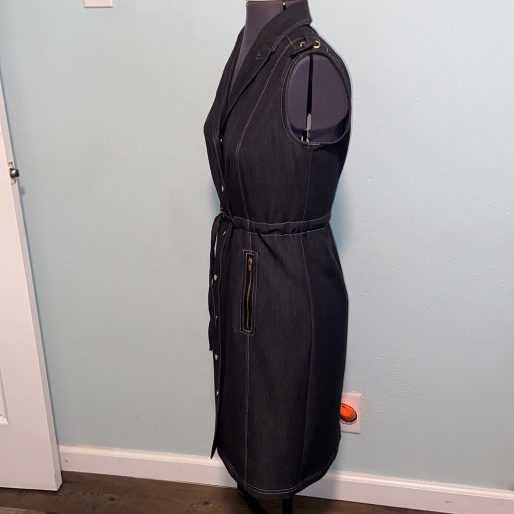 Premise dress 80% polyester and rayon size 4 gold button up - Picture 3 of 10
